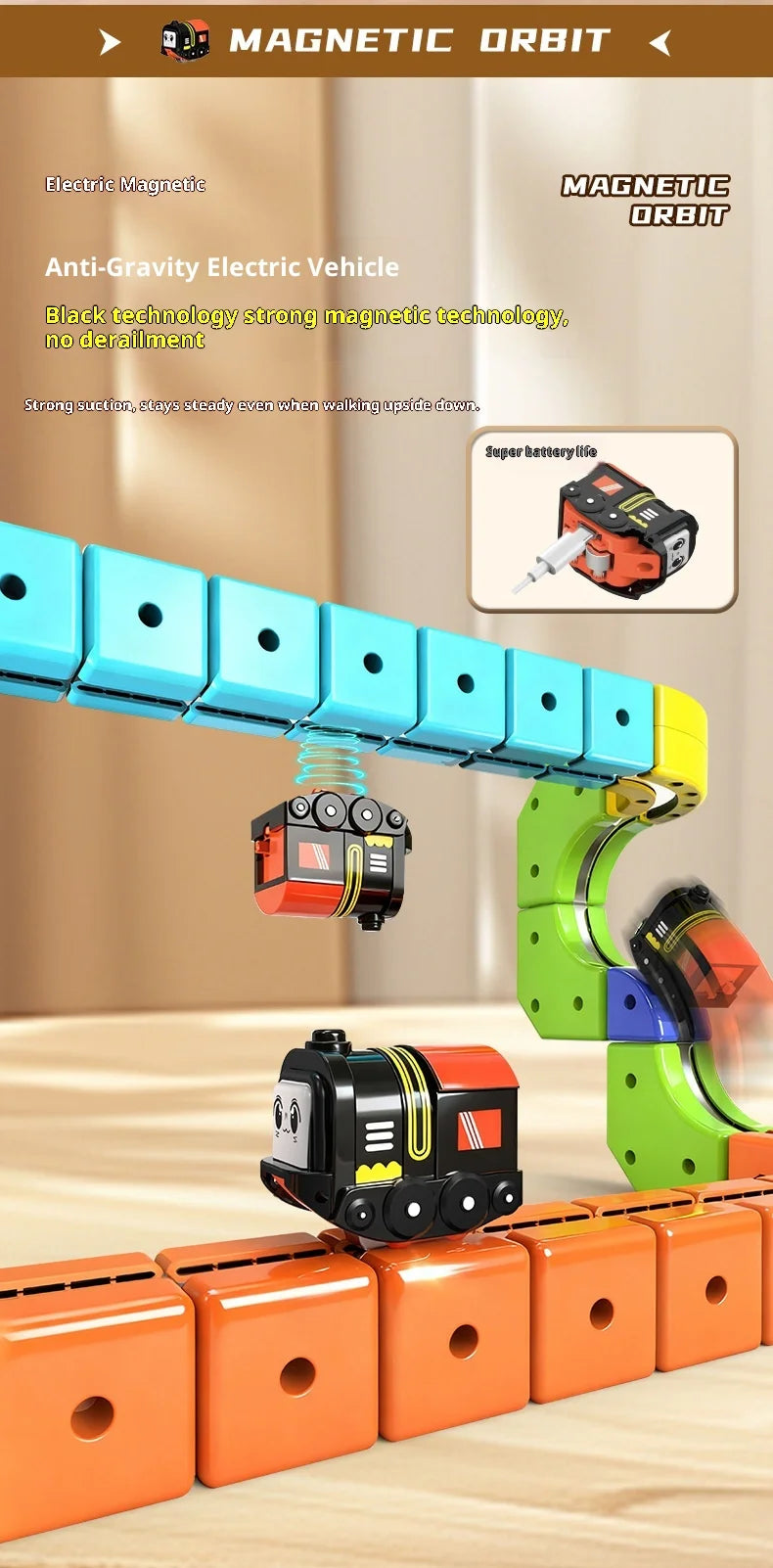 Piste de course magnétique 62/105/167 pièces – Compatible avec le set de voitures Magic Cube, le train motorisé STEM et le jouet labyrinthe à gravité, cadeau pour enfants