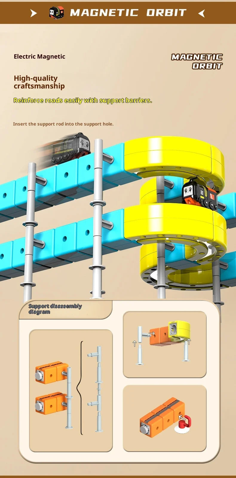 Piste de course magnétique 62/105/167 pièces – Compatible avec le set de voitures Magic Cube, le train motorisé STEM et le jouet labyrinthe à gravité, cadeau pour enfants