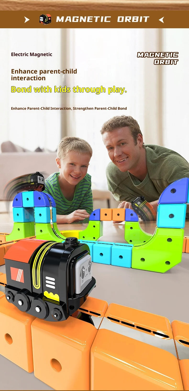 Piste de course magnétique 62/105/167 pièces – Compatible avec le set de voitures Magic Cube, le train motorisé STEM et le jouet labyrinthe à gravité, cadeau pour enfants